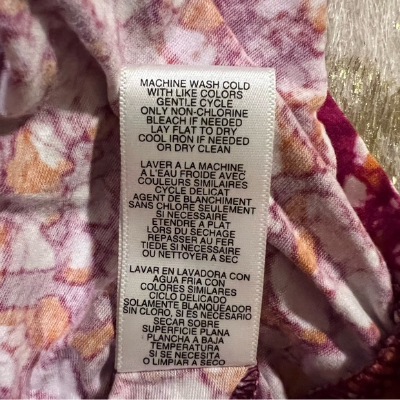 NWT Michael Kors Short Sleeve Pink Orange White Cotton Top - Picture 6 of 7